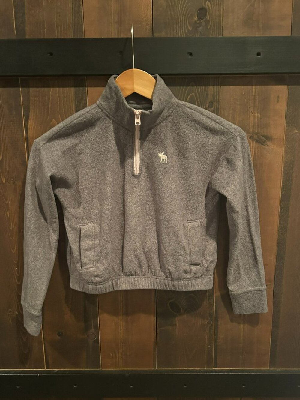 Abercrombie Kids Size 7/8 Cropped Quarter Zip Long Sleeve Fleece